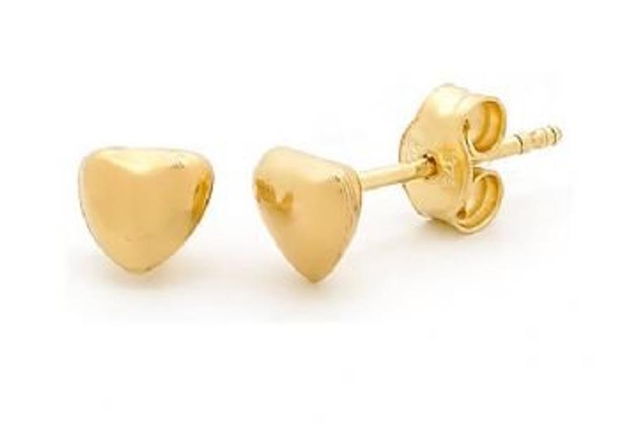 9CT YELLOW GOLD 5mm BABY HEART STUD EARRINGS -OB-BS19
