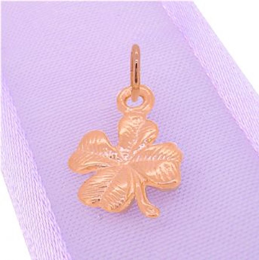 9CT ROSE GOLD GOOD LUCK LUCKY FOUR LEAF CLOVER CHARM PENDANT