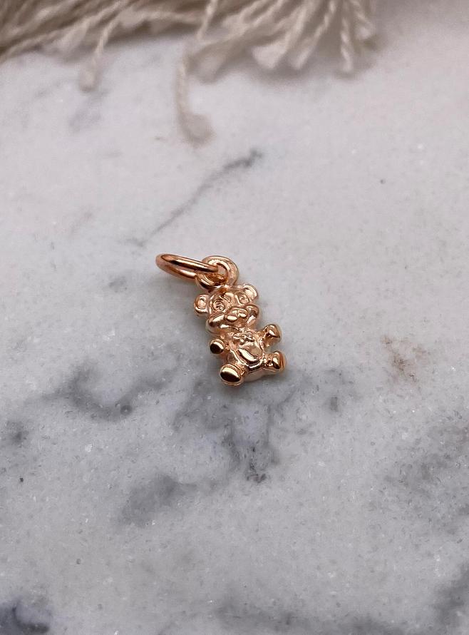 Baby Teddy Bear Charm in 9ct Rose Gold