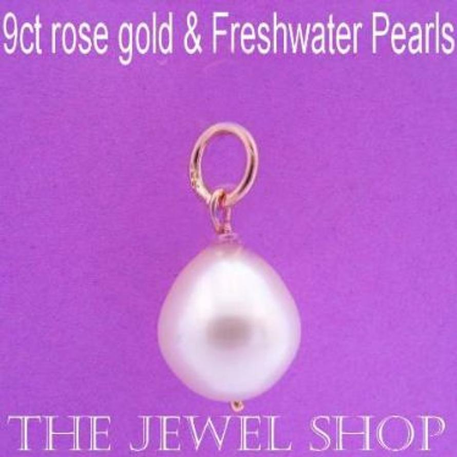 9CT ROSE GOLD NATURAL WHITE FRESHWATER PEARL BRIDE PENDANT