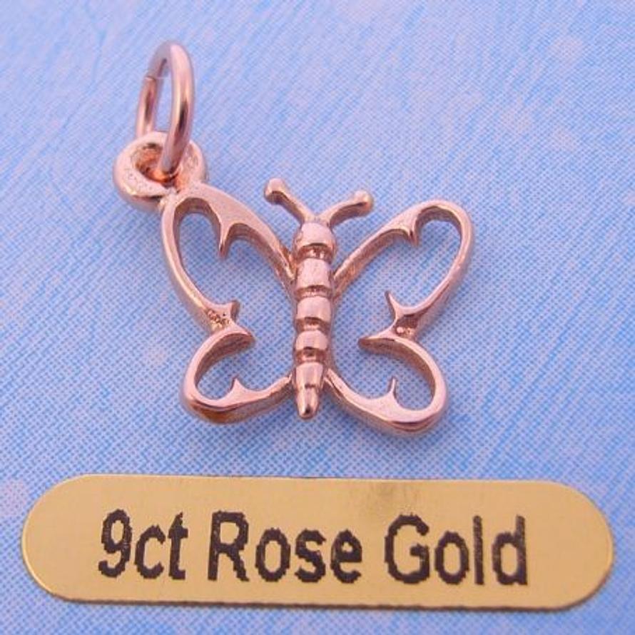 9CT ROSE GOLD 12mm BUTTERFLY CHARM