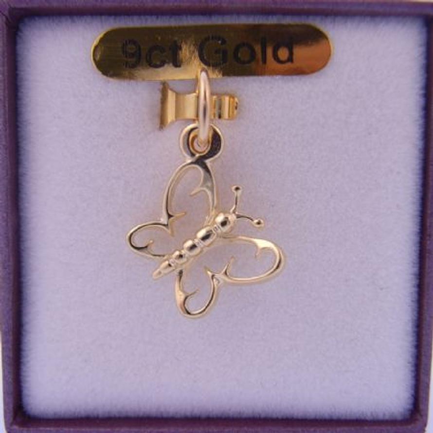 9CT YELLOW GOLD 12mm BUTTERFLY CHARM