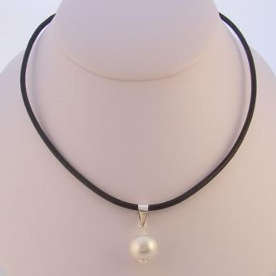 STERLING SILVER12mm SHELL PEARL NECKLACE -NLET-925-5-352-16-12MM SHELL