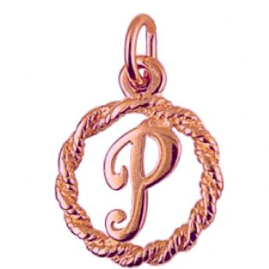 9CT ROSE GOLD CIRCLE ALPHABET INITIAL LETTER P CHARM