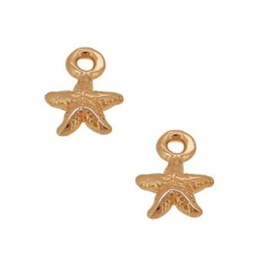 9CT ROSE GOLD 7mm TWO STARFISH for SLEEPER EARRING CHARMS