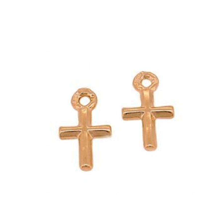 9CT ROSE GOLD 6mm BABY CROSS CHARMS for SLEEPER EARRINGS