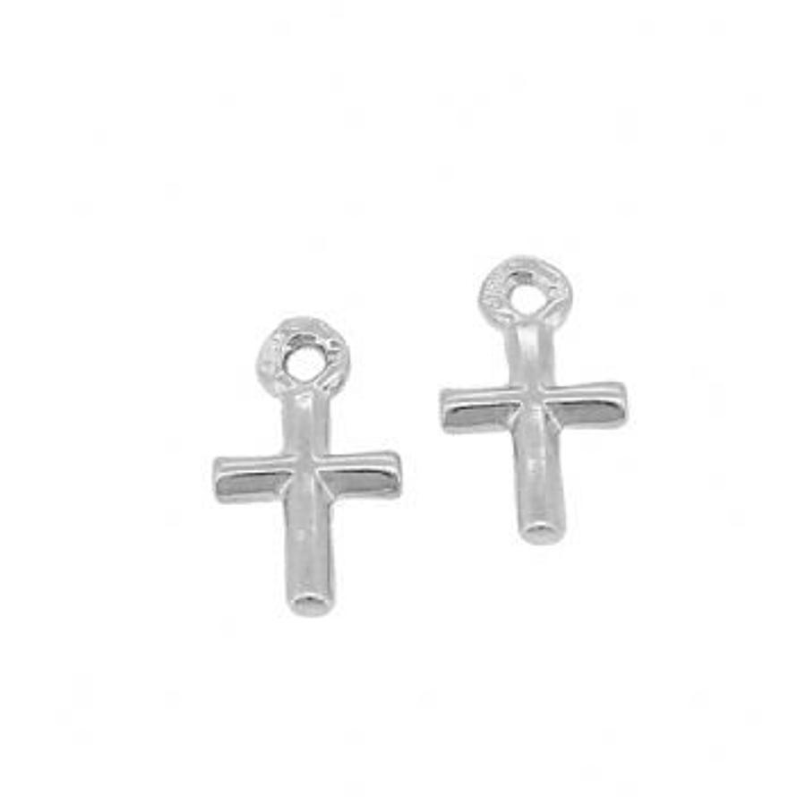 9CT WHITE GOLD 6mm BABY CROSS CHARMS for SLEEPER EARRINGS