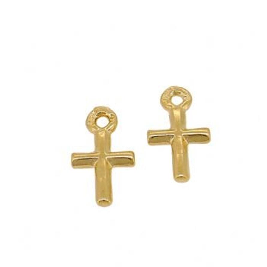 9CT GOLD 6mm BABY CROSS CHARMS for SLEEPER EARRINGS
