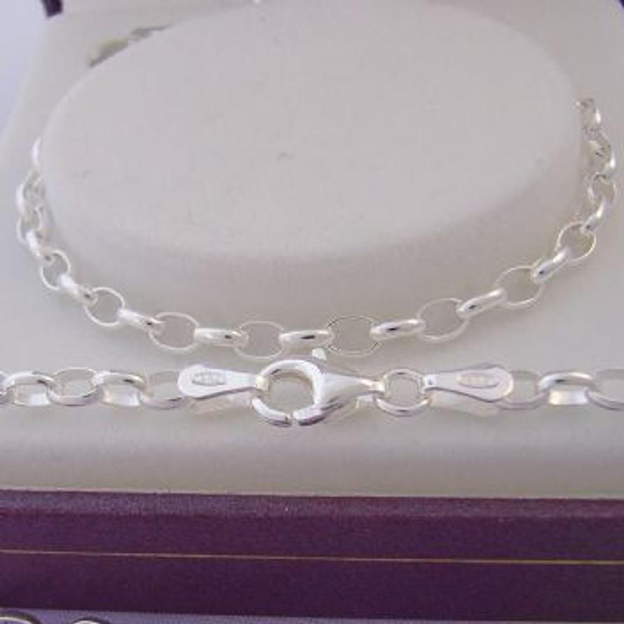 STERLING SILVER 3mm OVAL BELCHER NECKLACE ALL SIZES