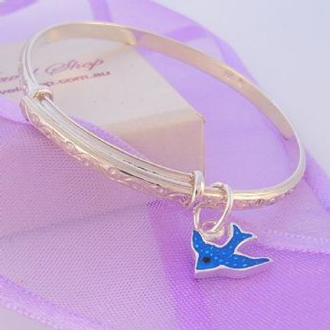 Bluebird Expandable Bangle for Teenager in Sterling Silver