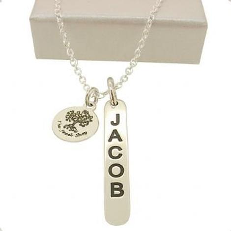 Sterling Silver Drop Tag Personalised Name Design Necklace