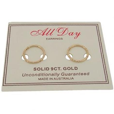 Solid 9ct Gold 10mm Facet Sleeper Hinged Earrings