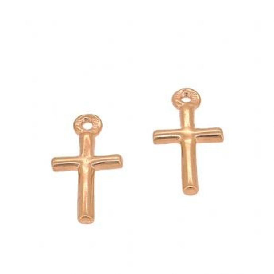 9CT ROSE GOLD SMALL CROSS CHARMS for SLEEPER EARRINGS