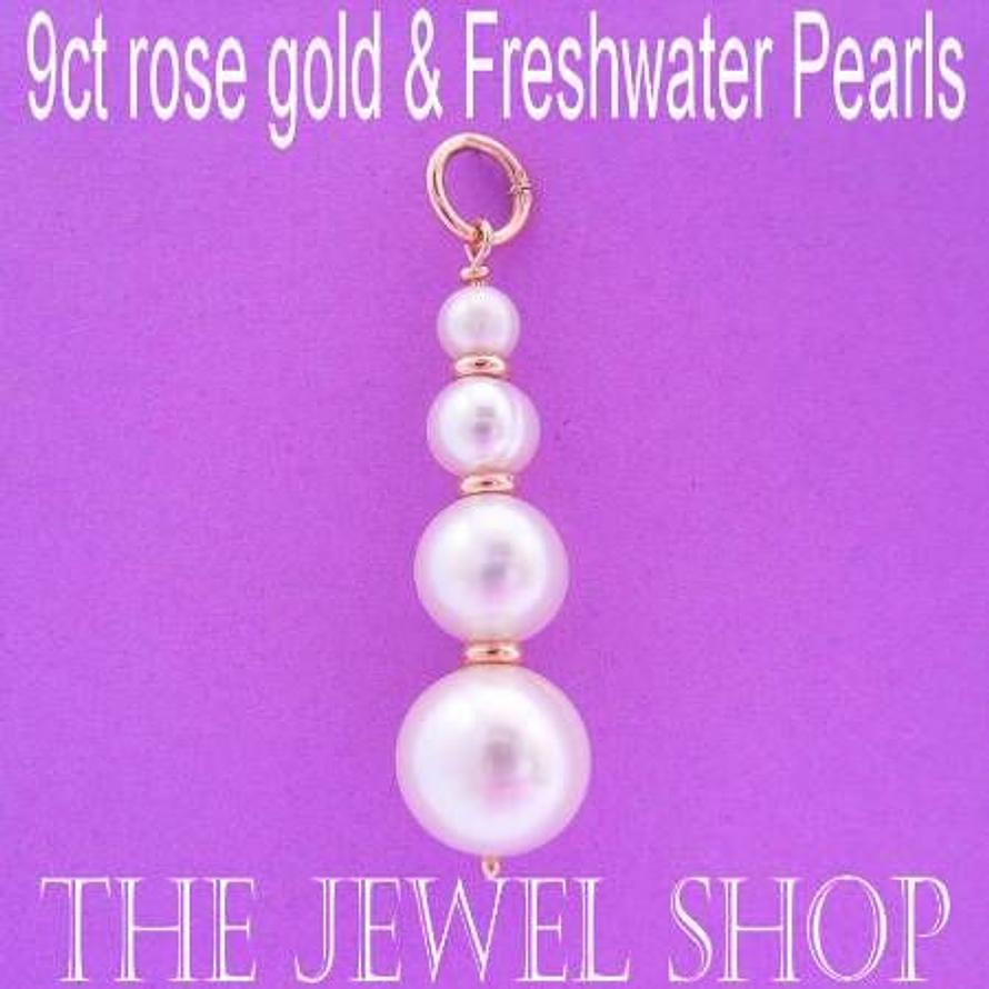 9CT ROSE GOLD NATURAL WHITE FRESHWATER PEARL PENDANT