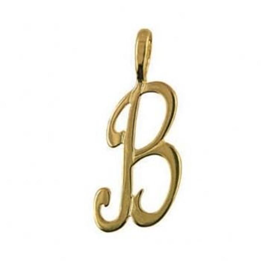 9CT GOLD 24mm ALPHABET INITIAL B PENDANT Available in 9ct Yellow White or Rose Gold