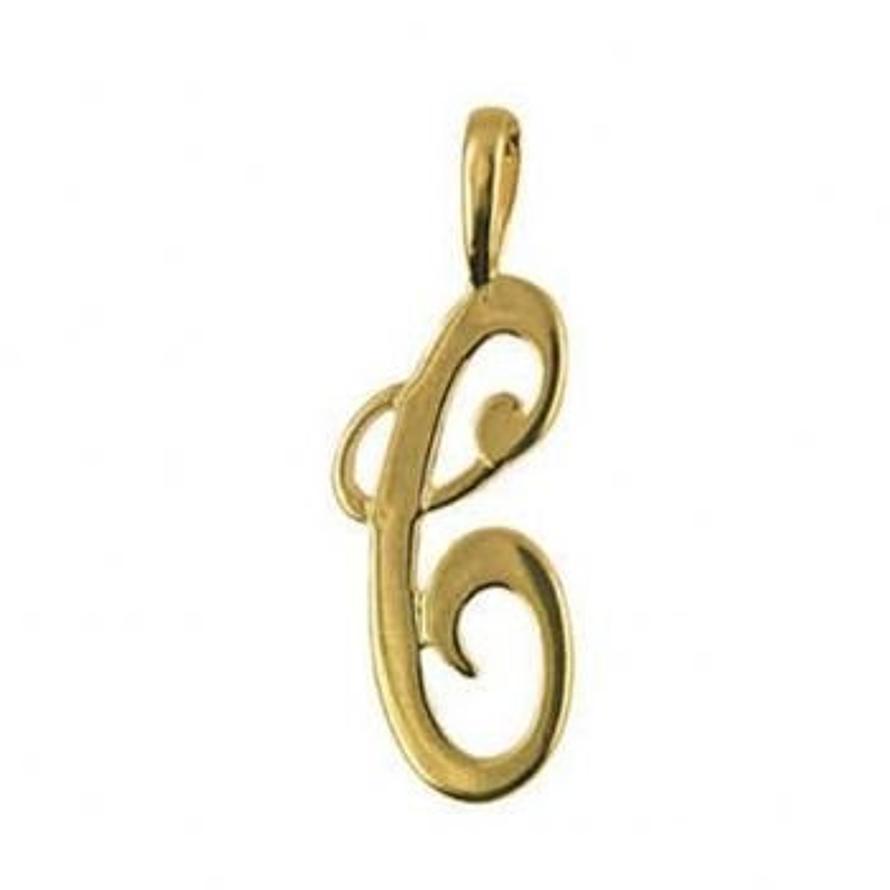 9CT GOLD 24mm ALPHABET INITIAL C PENDANT Available in 9ct Yellow White or Rose Gold
