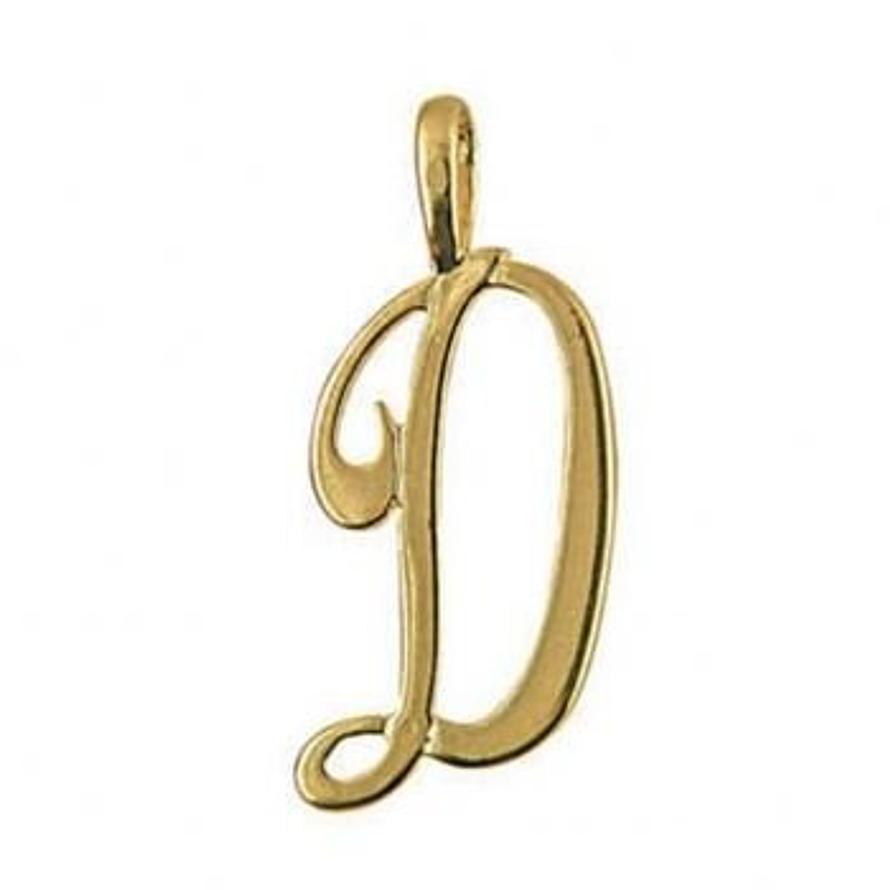 9CT GOLD 24mm ALPHABET INITIAL D PENDANT Available in 9ct Yellow White or Rose Gold