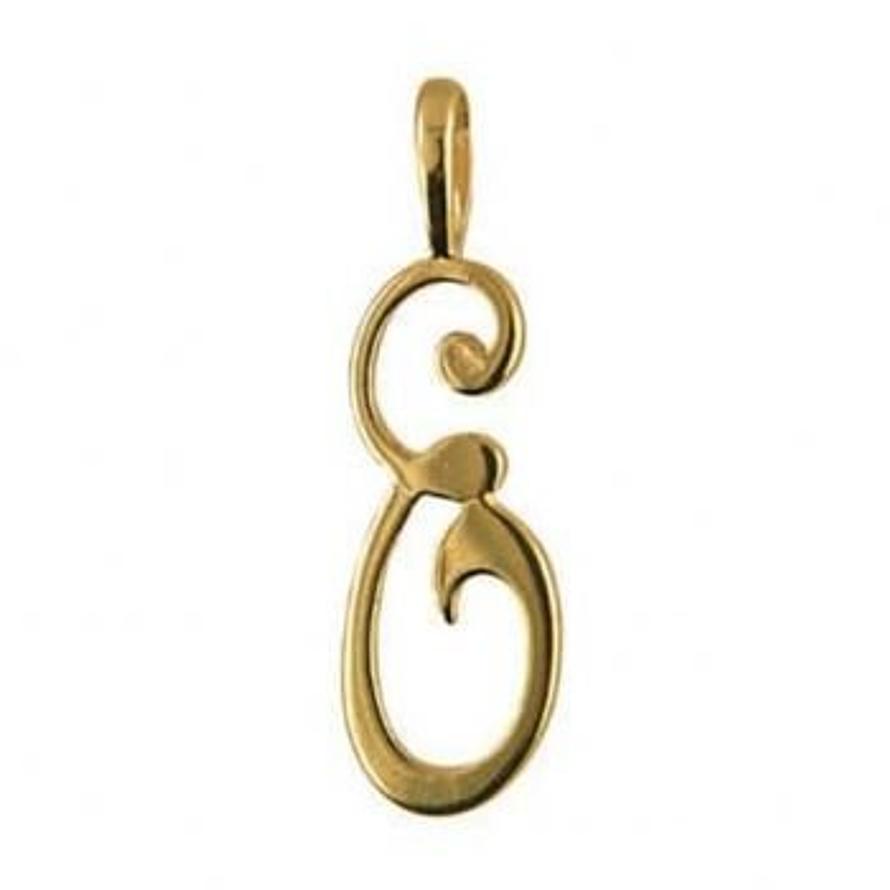 9CT GOLD 24mm ALPHABET INITIAL E PENDANT Available in 9ct Yellow White or Rose Gold