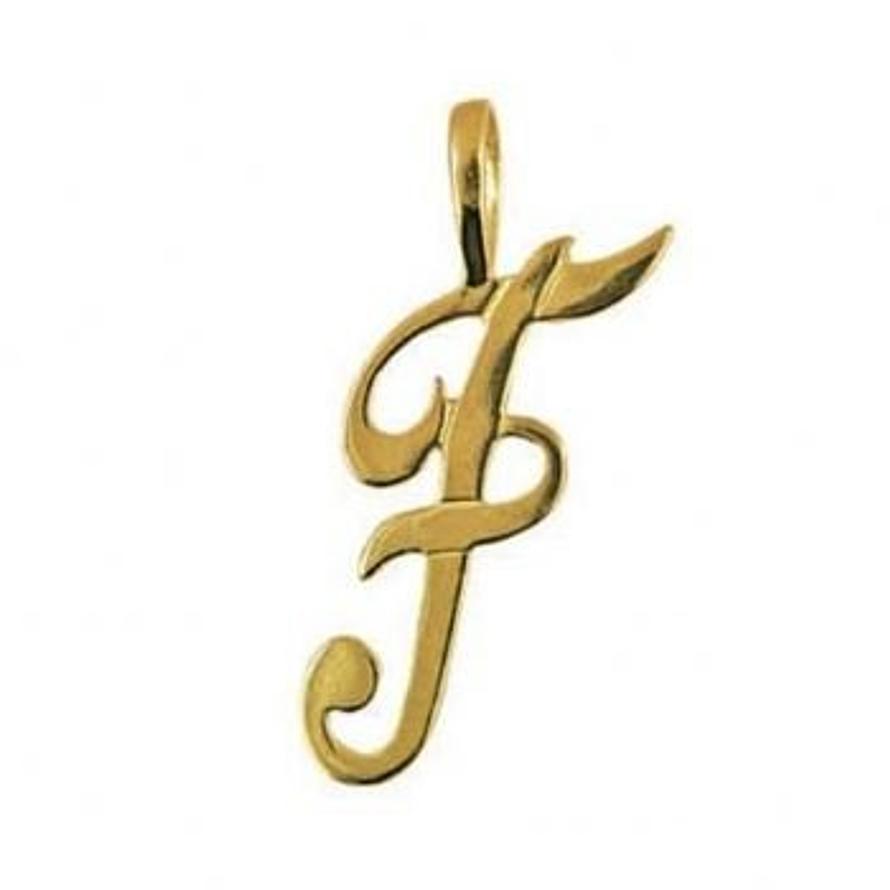 9CT GOLD 24mm ALPHABET INITIAL F PENDANT Available in 9ct Yellow White or Rose Gold