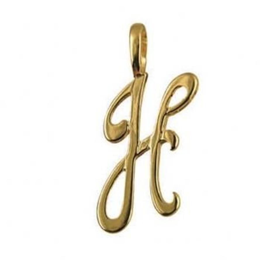 9CT GOLD 24mm ALPHABET INITIAL H PENDANT Available in 9ct Yellow White or Rose Gold