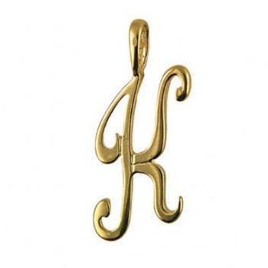 9CT GOLD 24mm ALPHABET INITIAL K PENDANT Available in 9ct Yellow White or Rose Gold