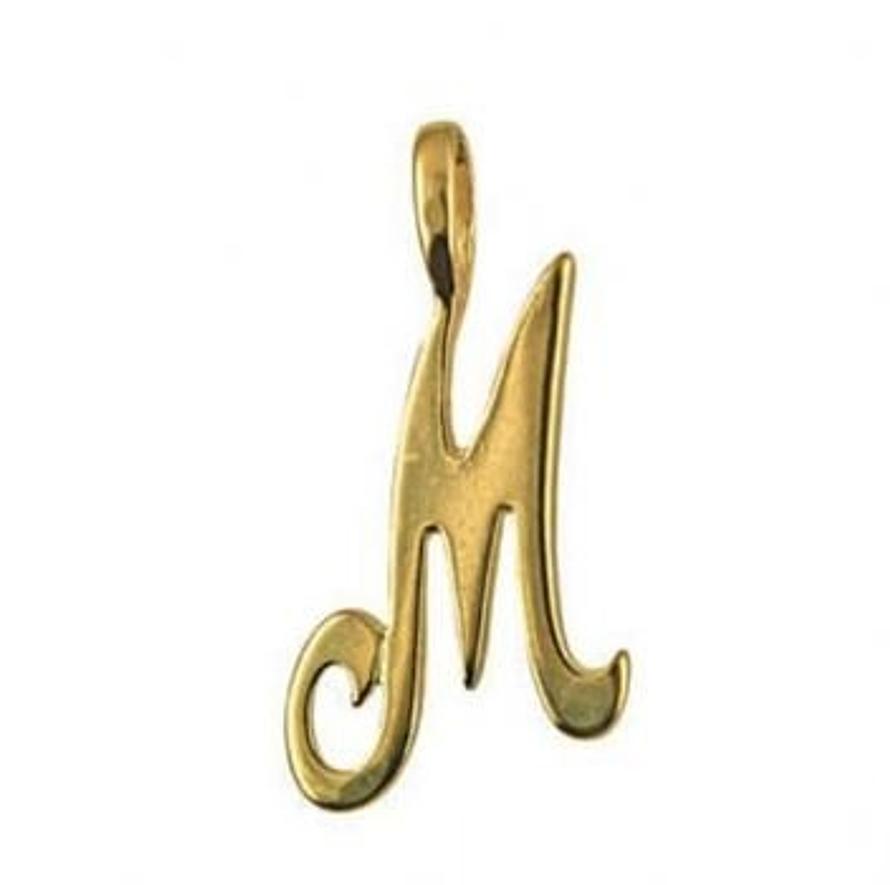 9CT GOLD 24mm ALPHABET INITIAL M PENDANT Available in 9ct Yellow White or Rose Gold