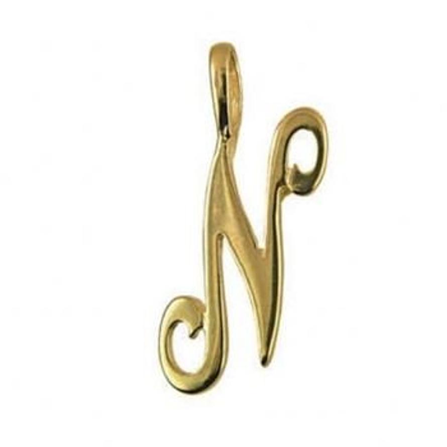 9CT GOLD 24mm ALPHABET INITIAL N PENDANT Available in 9ct Yellow White or Rose Gold