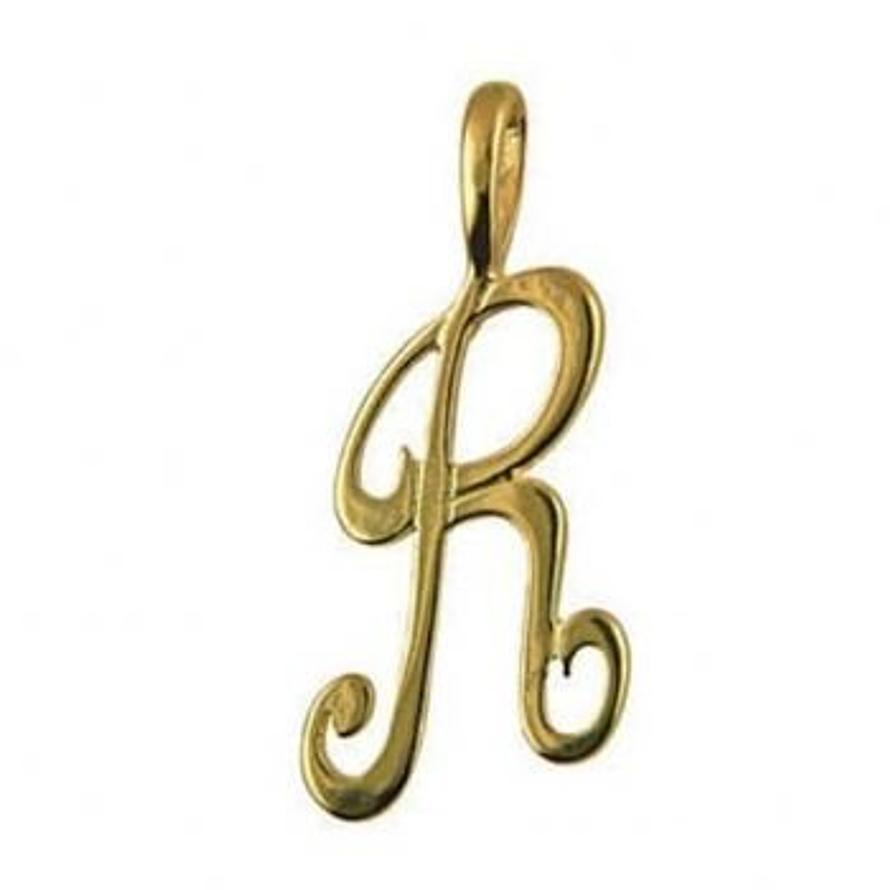 9CT GOLD 24mm ALPHABET INITIAL R PENDANT Available in 9ct Yellow White or Rose Gold