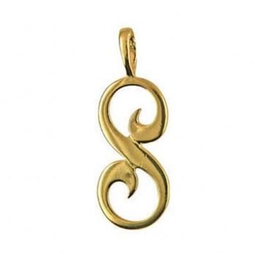 9CT GOLD 24mm ALPHABET INITIAL S PENDANT Available in 9ct Yellow White or Rose Gold