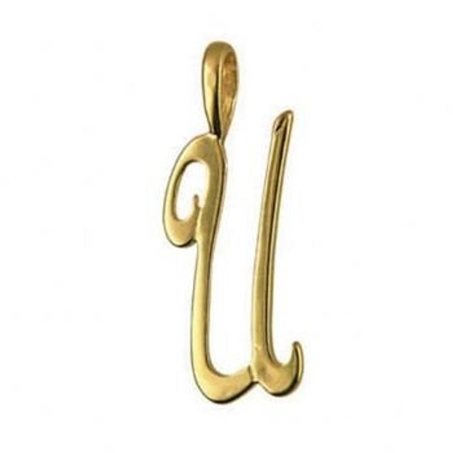 9CT GOLD 24mm ALPHABET INITIAL U PENDANT Available in 9ct Yellow White or Rose Gold