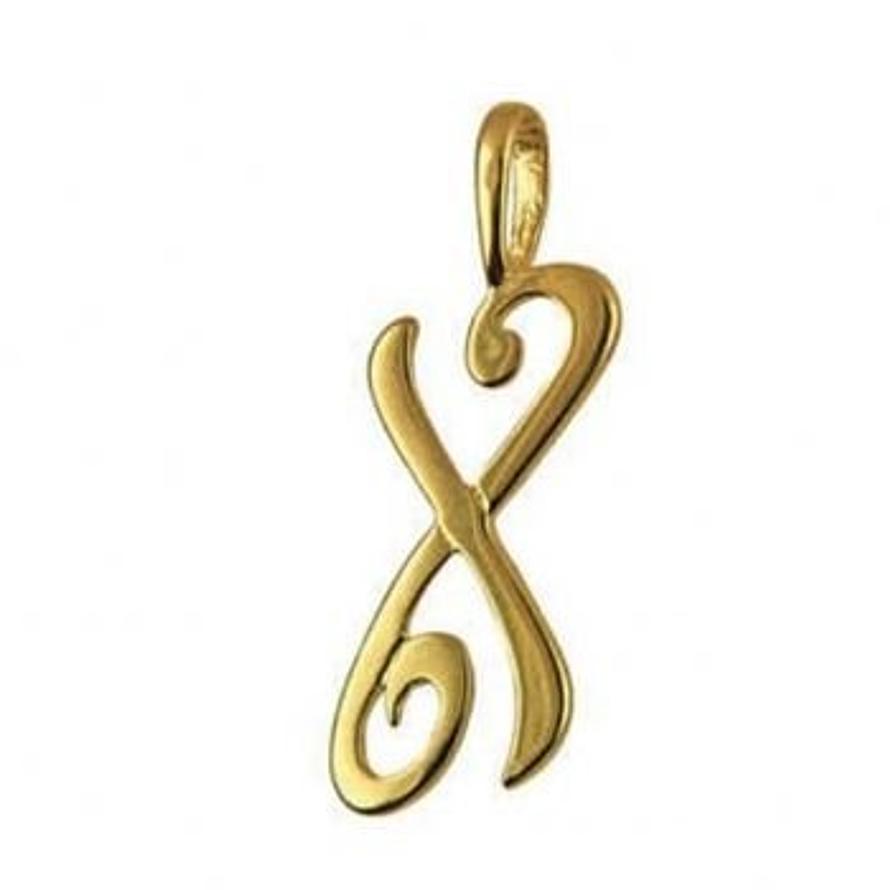 9CT GOLD 24mm ALPHABET INITIAL X PENDANT Available in 9ct Yellow White or Rose Gold