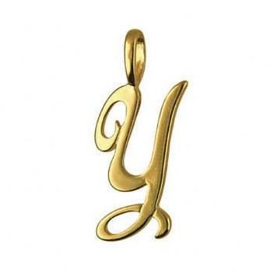 9CT GOLD 24mm ALPHABET INITIAL Y PENDANT Available in 9ct Yellow White or Rose Gold