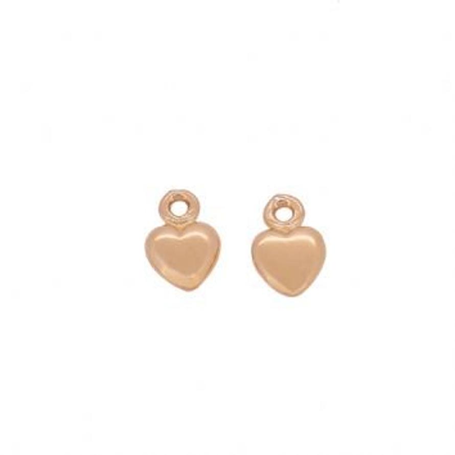 9CT ROSE GOLD 6mm HEART TWO LOVE HEARTS for SLEEPER EARRING CHARMS