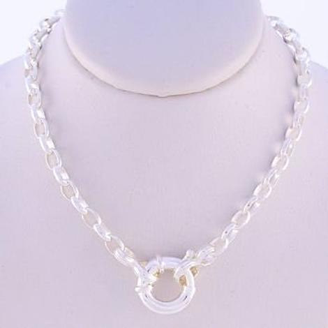 Sterling Silver 3mm Oval Belcher Chain Bolt Ring Necklace All Lengths Available