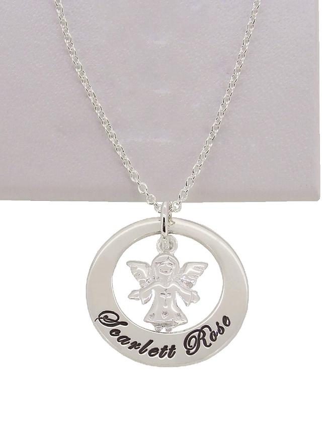Sterling Silver Circle of Life Personalised Guardian Angel Necklace