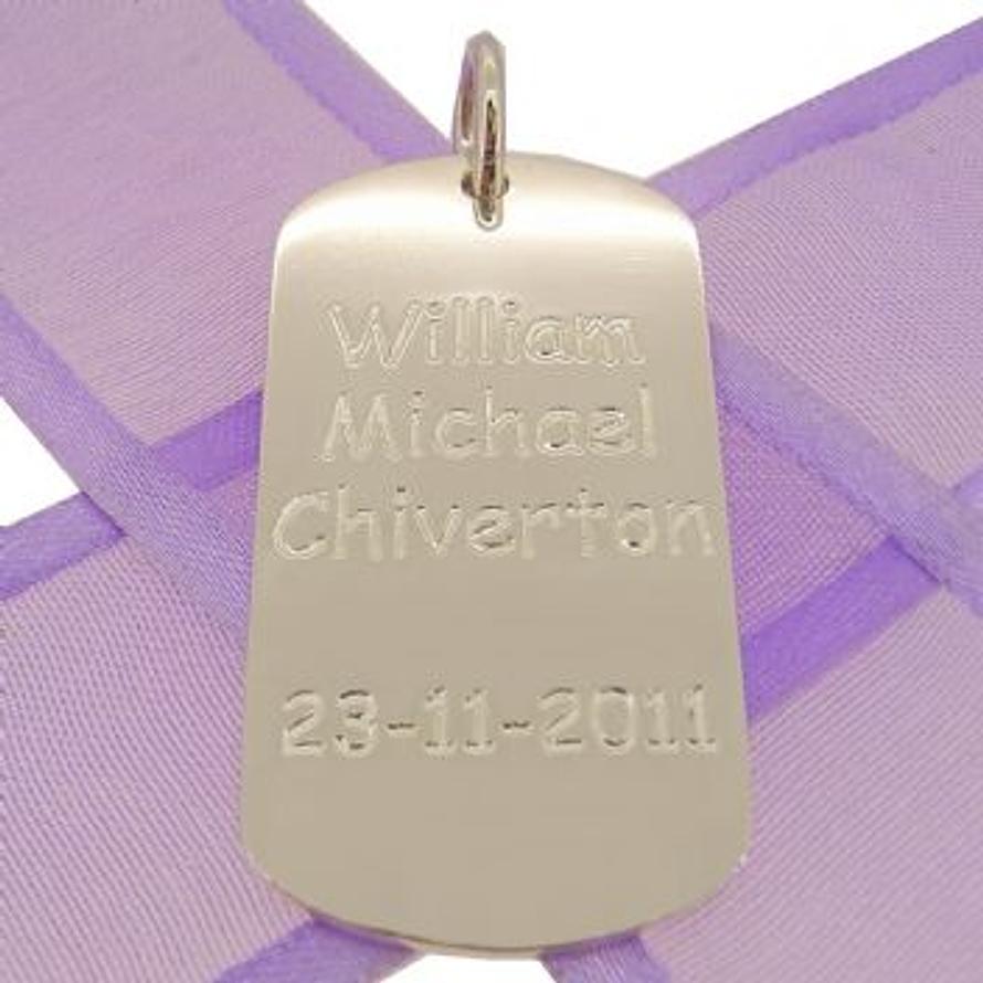 STERLING SILVER MENS and UNISEX 20mm x 39mm LARGE DOG TAG PERSONALISED NAME DESIGN -DT-20mm x 39mm