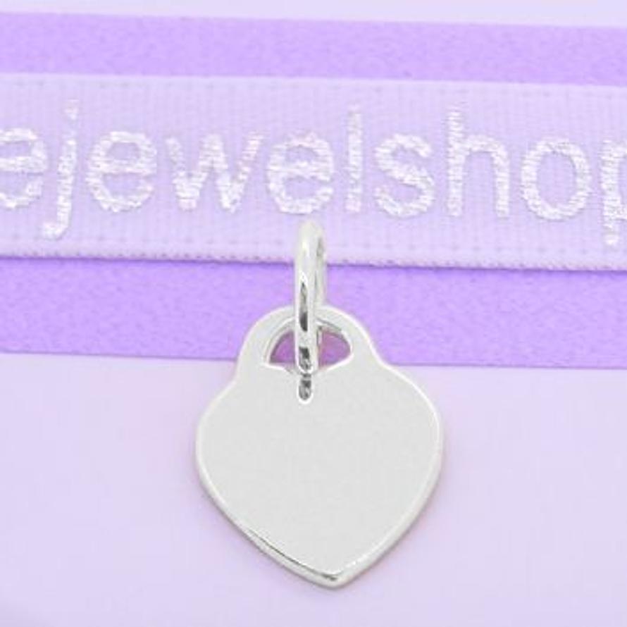 9CT WHITE GOLD 9.5mm x 12mm BABY LOVE HEART TAG CHARM