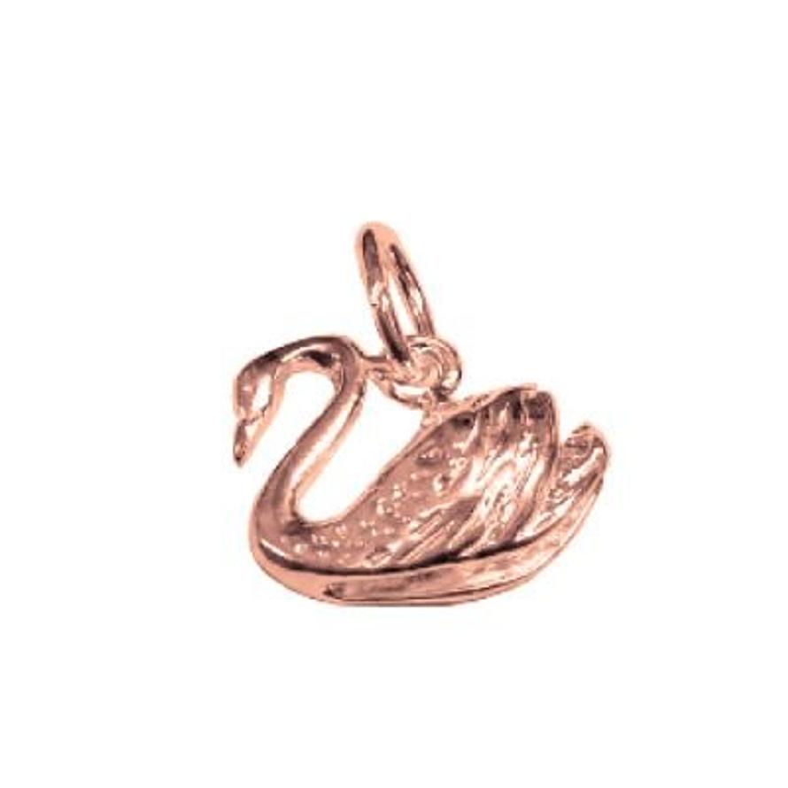 9CT ROSE GOLD TRADITIONAL 3 DIMENSIONAL SWAN PENDANT CHARM