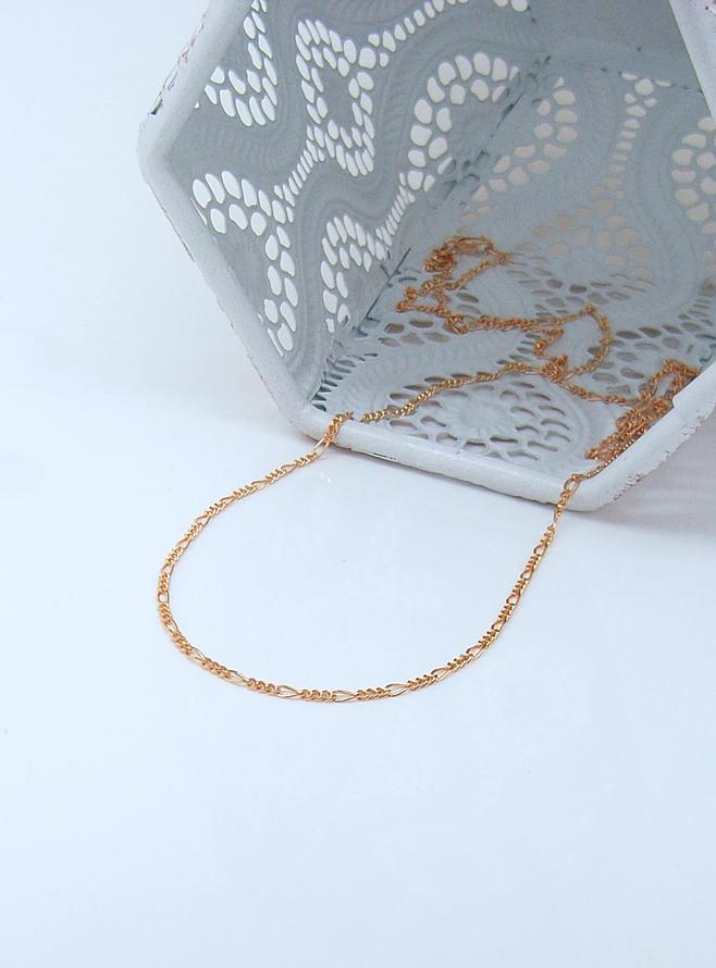 Curb Figaro Necklace Chain in 9ct Rose Gold