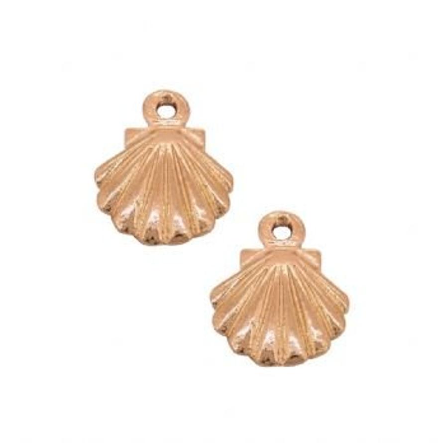 9CT ROSE GOLD PAIR 9mm SHELL CHARMS for SLEEPER EARRINGS