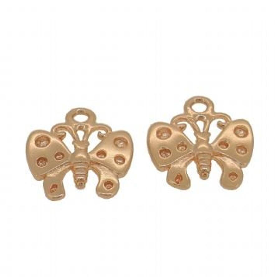 9CT ROSE GOLD TWO 11mm BUTTERFLY for SLEEPER EARRING CHARMS