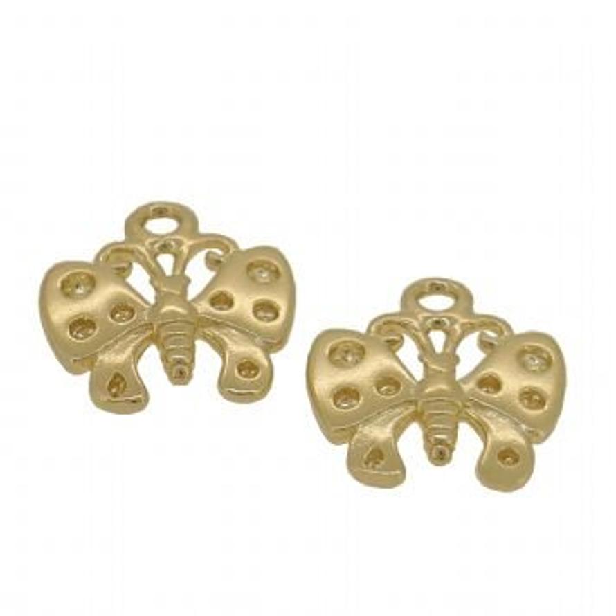 9CT GOLD TWO 11mm BUTTERFLY for SLEEPER EARRING CHARMS