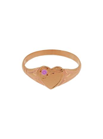 Solid 9ct Rose Gold Birthstone Heart Signet Ring