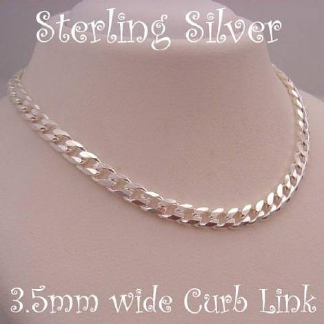 55cm Sterling Silver Unisex Square Curb Necklace Chain 14g