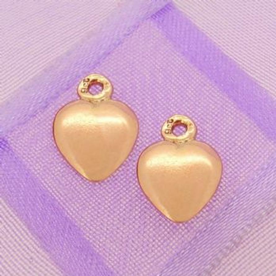 9CT ROSE GOLD 8mm HEART TWO LOVE HEARTS for SLEEPER EARRING CHARMS