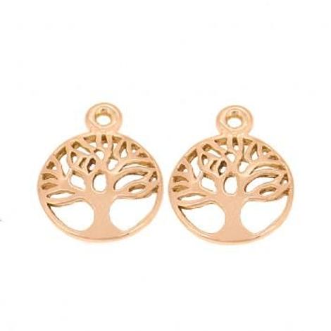 9ct Rose Gold 12mm Tree of Life Two Charms for Sleeper Earrings