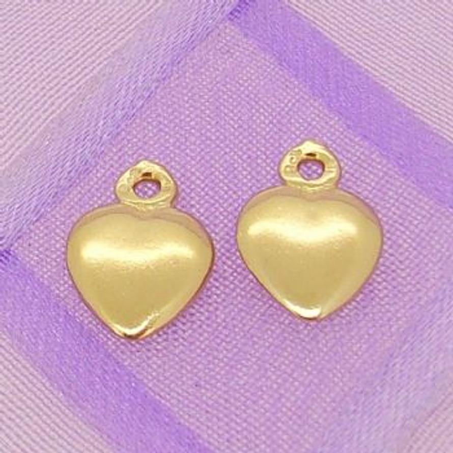 9CT GOLD 8mm HEART TWO LOVE HEARTS for SLEEPER EARRING CHARMS