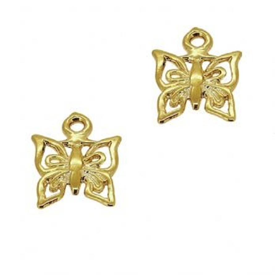 9CT GOLD TWO BUTTERFLY CHARMS for SLEEPER EARRINGS
