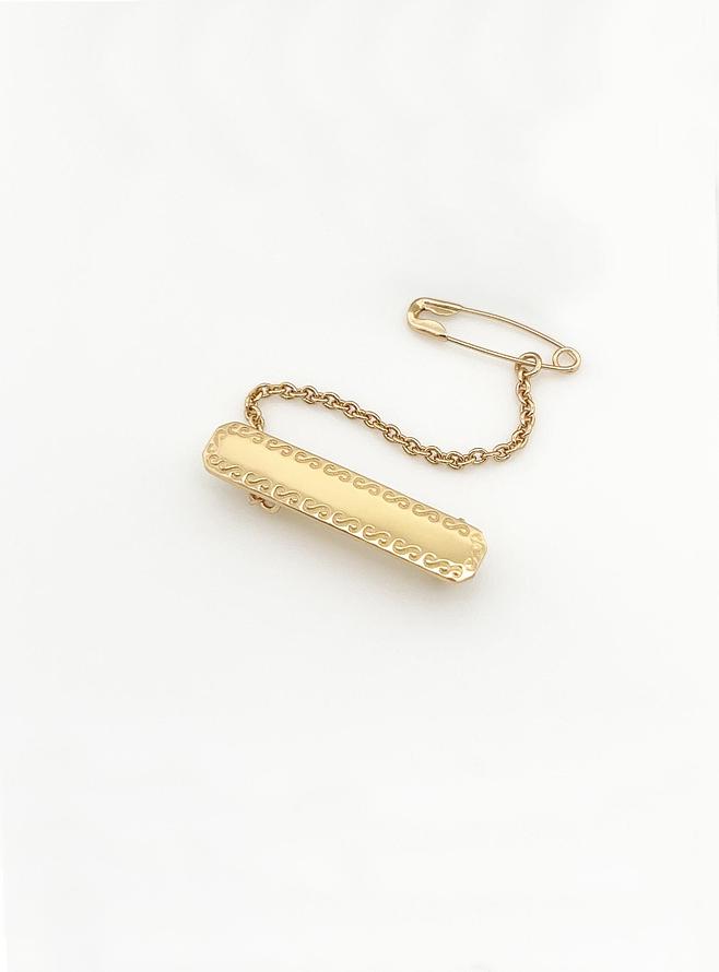 9ct Gold Baby Brooch Rectangle Design