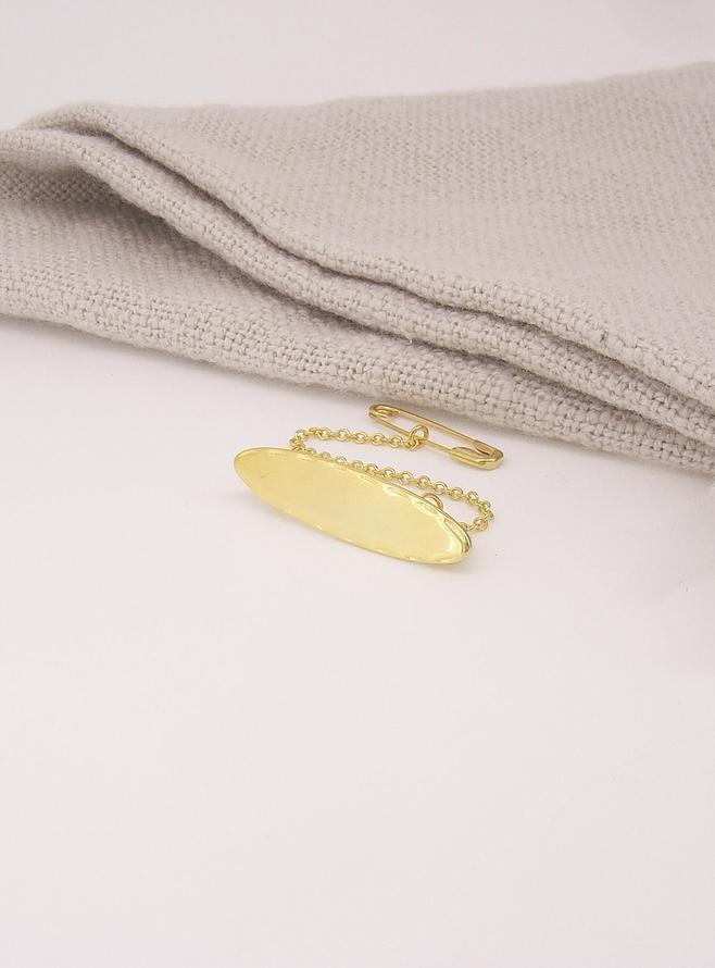 Solid 9ct Gold Oval Baby Brooch Christening Gift